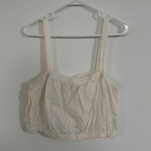 Madewell Eyelet Crop Tank Top in off white